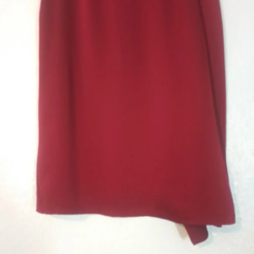 Anne klein women's size 6 dark red ruffle side slit skirt